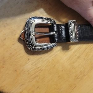 Black Italian Croco Leather Belt